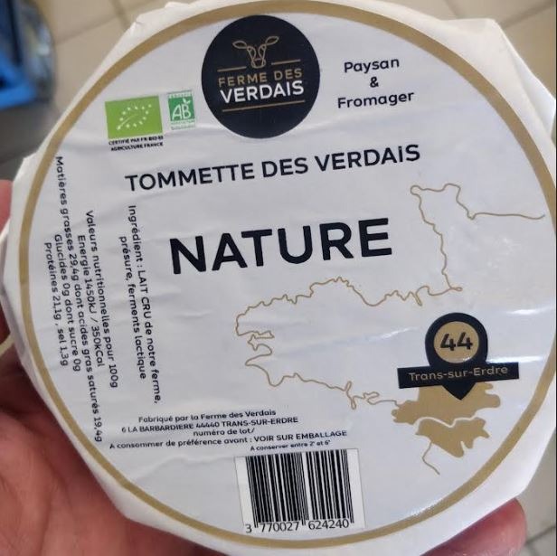 Tomette des verdais Ferme des Verdais : photo du produit rappelé le 07/08/2023