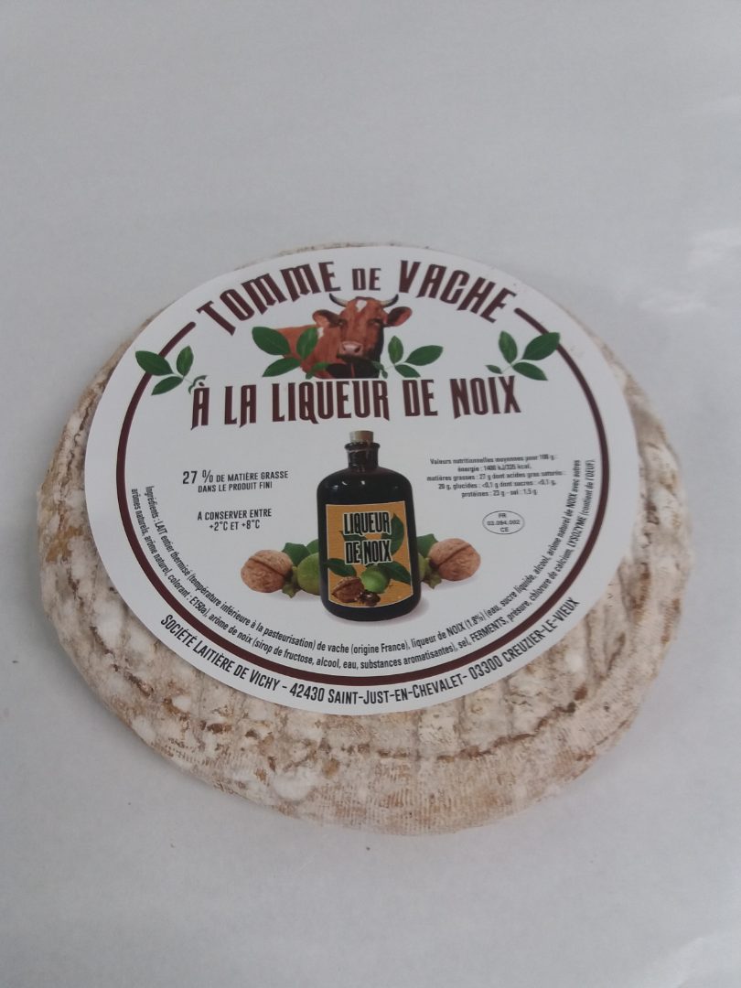 Tomme a la liqueur de noix au lait de vache Societe Laitiere de Vichy : photo 2 sur 3 du produit rappelé le 10/02/2023