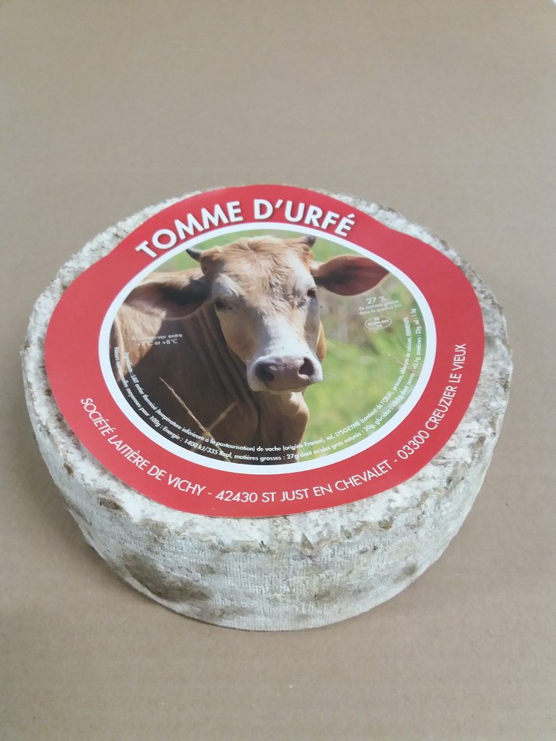 Tomme d'urfe au lait de vache thermisé Societe Laitiere de Vichy : photo du produit rappelé le 10/02/2023
