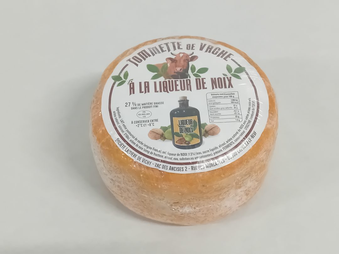 Tommette au lait pasteurise de vache a la liqueur Societe Laitiere de Vichy : photo du produit rappelé le 06/03/2024