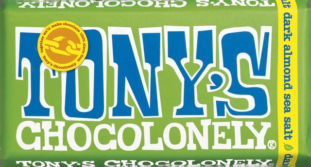 Tony's chocolonely almond sea salt 180g : photo du produit rappelé le 10/04/2025