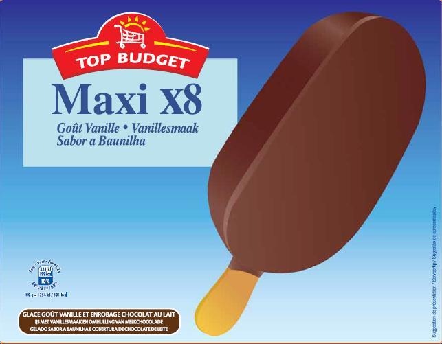Top budget batonnet geantx8 vanille/lait : photo du produit rappelé le 29/07/2021