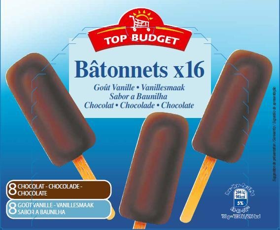 Top budget batonnet x16 vanille-chocolat : photo du produit rappelé le 29/07/2021