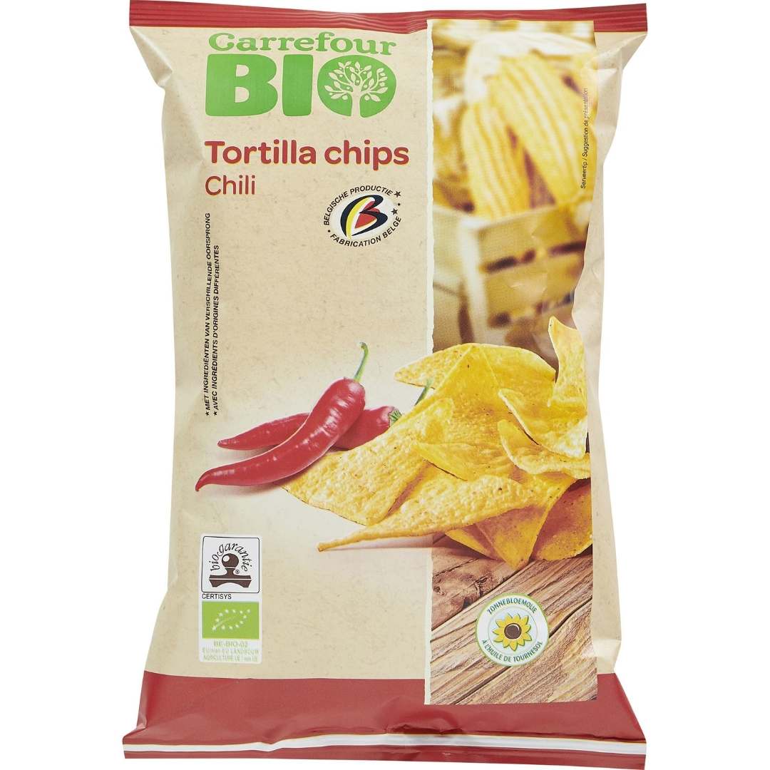 Tortillas chips chili Carrefour BIO : photo du produit rappelé le 26/07/2022