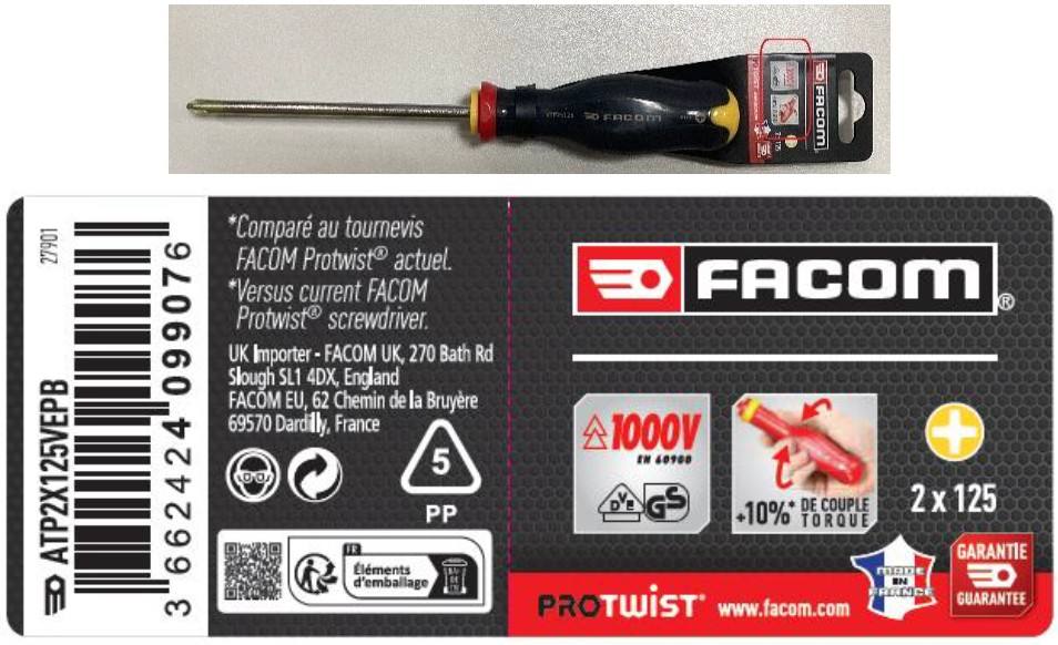 Tournevis facom atp2x125vepb : photo 4 sur 4 du produit rappelé le 22/10/2026