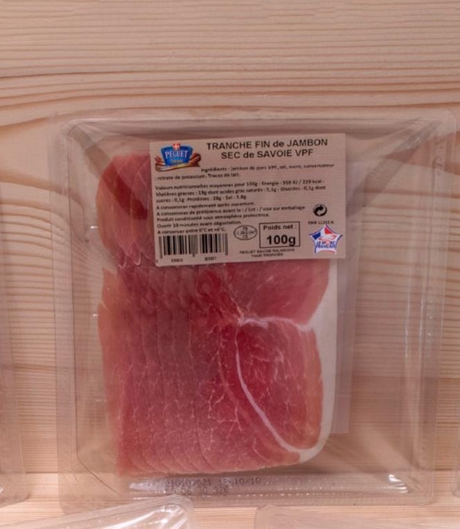 Tranche fin jambon savoie fume vpf 100g Peguet Savoie : photo du produit rappelé le 06/03/2023