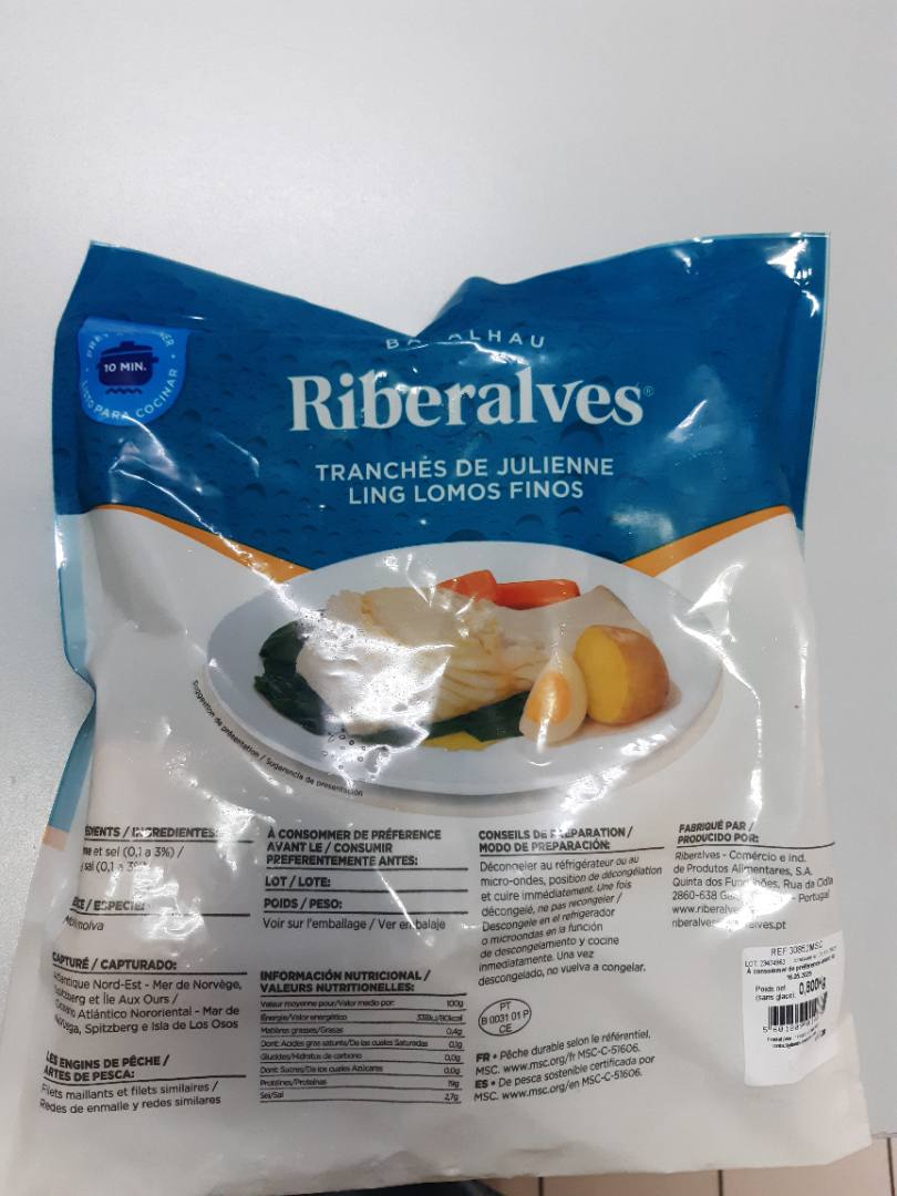 Tranches de julienne sachet 800g Riberalves : photo du produit rappelé le 16/05/2024