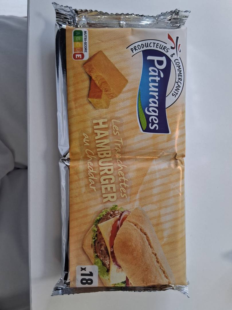 Tranchette burger cheddar paturages 340g : photo du produit rappelé le 12/02/2026