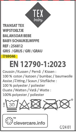 Transat balancelle gris Tex Baby : photo 3 sur 3 du produit rappelé le 24/04/2026