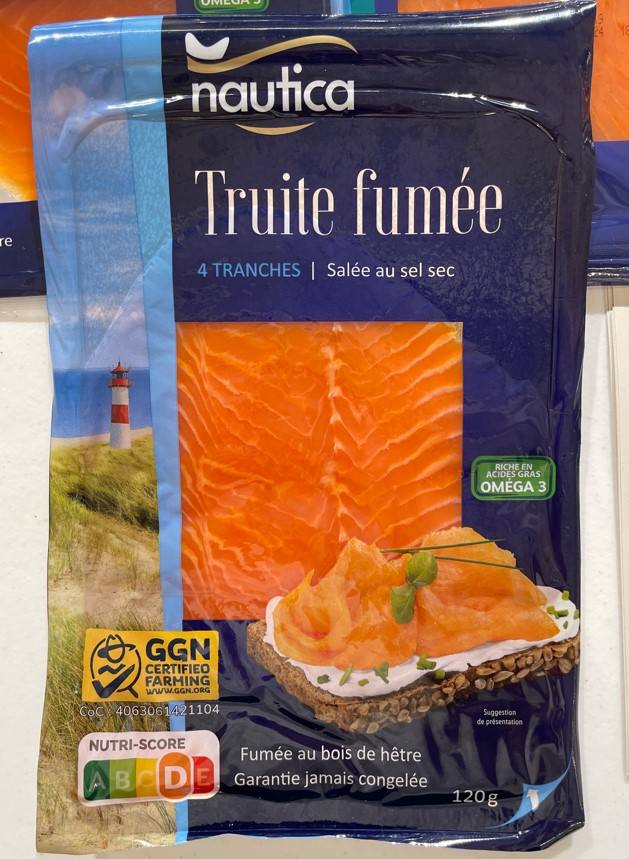 Truite fumée 4 tranches 120g Nautica : photo du produit rappelé le 11/09/2025