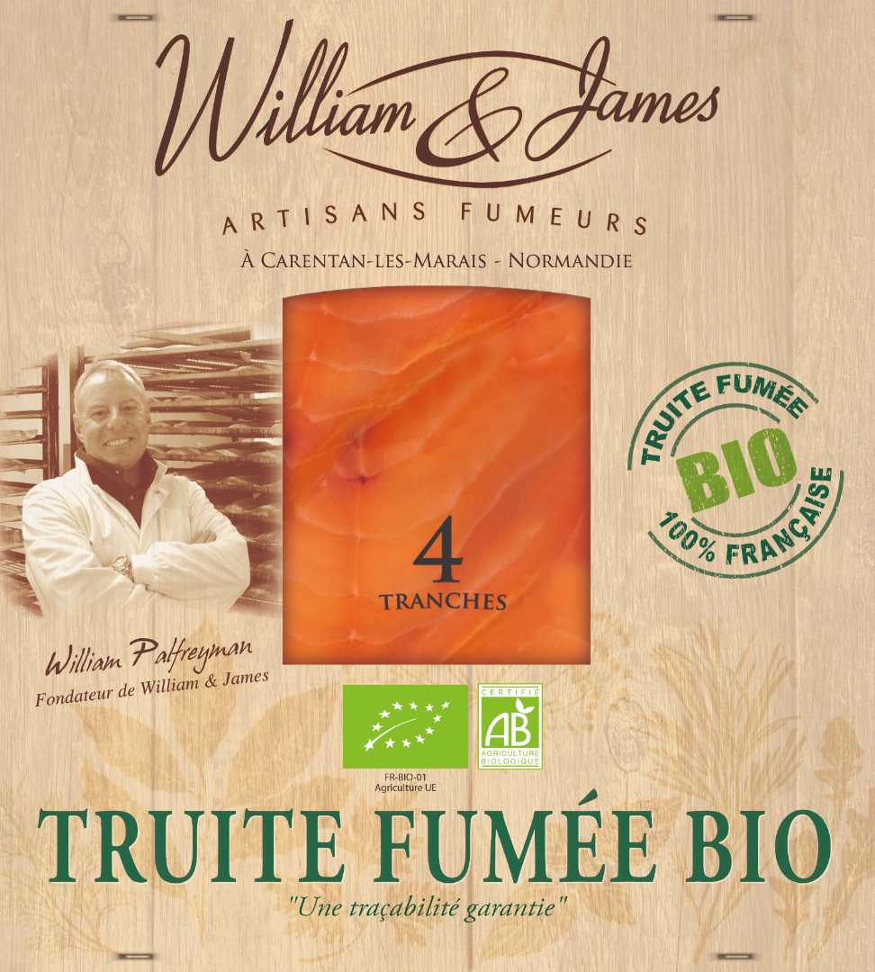 Truite fumée bio 100g William et James : photo du produit rappelé le 17/12/2025
