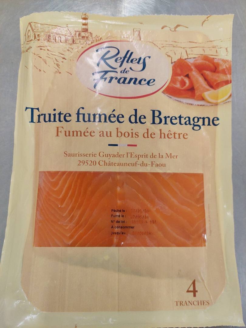 Truite fumée de Bretagne Reflets de France : photo du produit rappelé le 10/10/2024