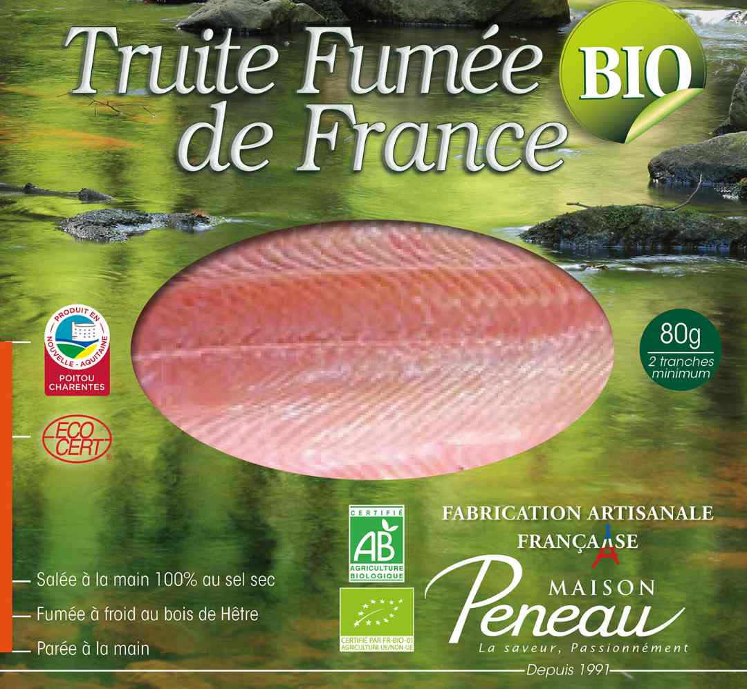 Truite fumée de France bio 80g Maison Peneau : photo du produit rappelé le 25/07/2022