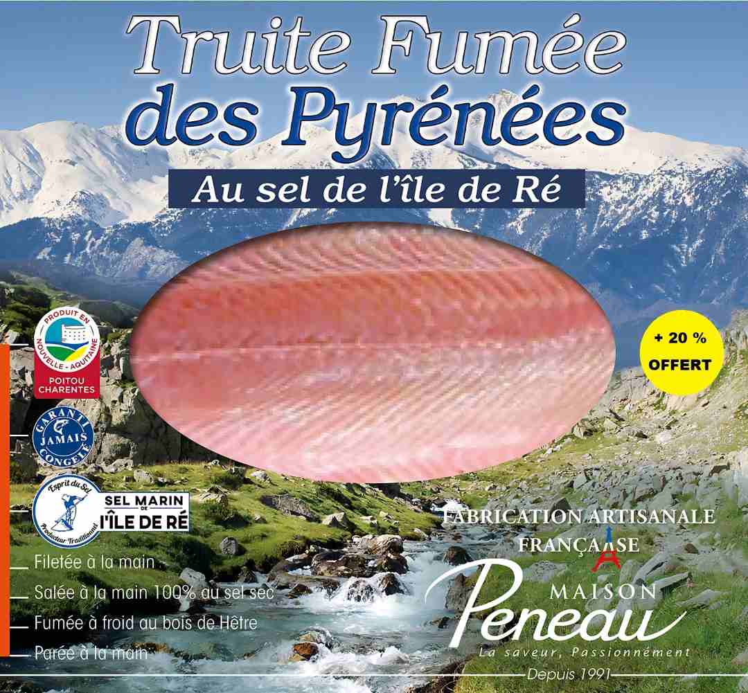 Truite fumée des pyrénées au sel de l'île de ré (210g) Maison Peneau : photo du produit rappelé le 03/10/2023