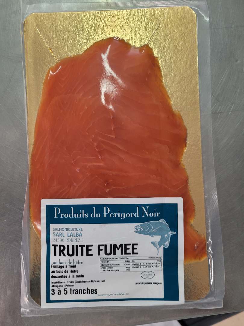 Truite fumée tranchée Sarl Lalba : photo du produit rappelé le 22/09/2022