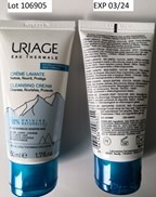 Uriage creme lavante – tube 50ml – lot 106905 - exp 03/2024 code acl : photo du produit rappelé le 22/09/2021