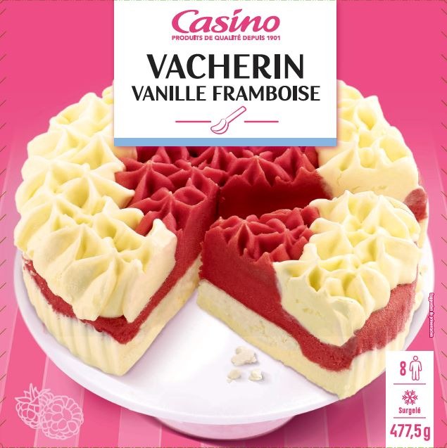 Vacherin vanille framboise 1l Casino : photo du produit rappelé le 30/07/2021