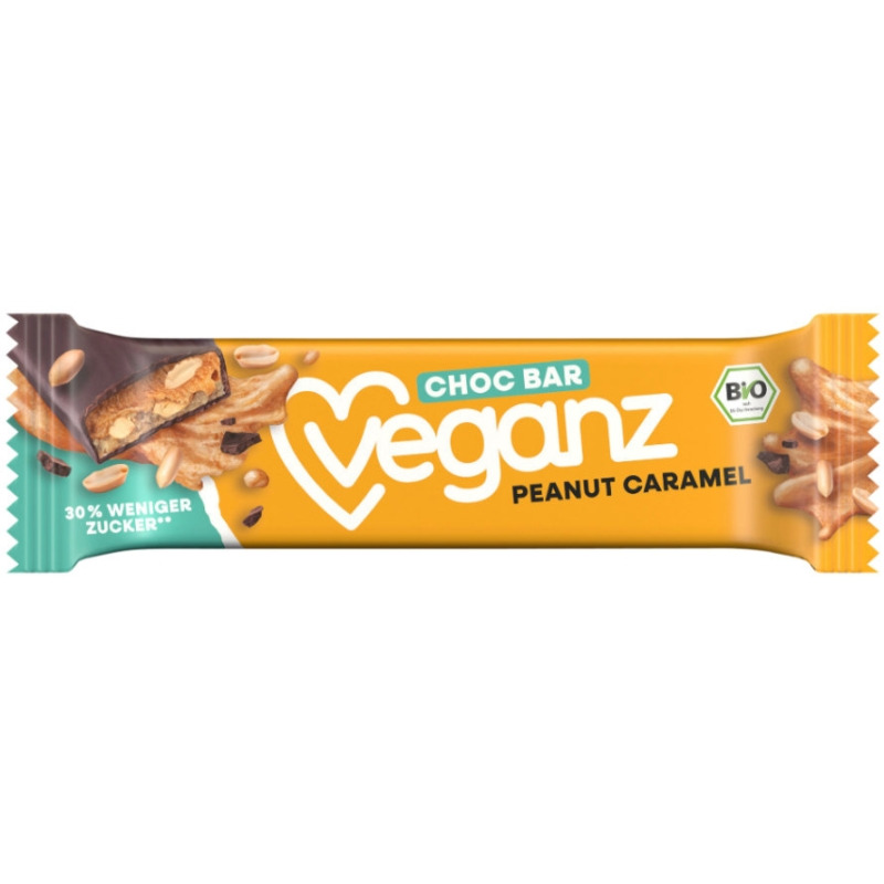 Veganz choc bar peanut caramel 50g : photo du produit rappelé le 03/07/2024
