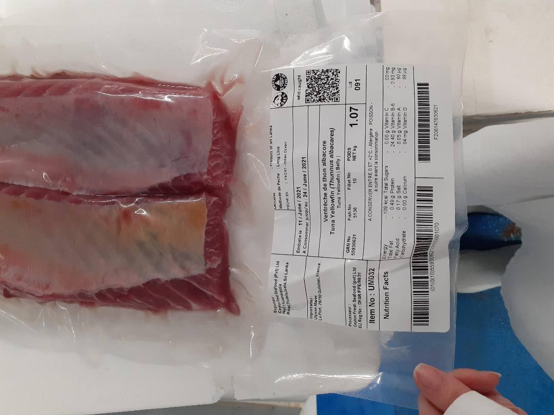 Ventrêche et longe de thon albacore : photo du produit rappelé le 31/08/2021
