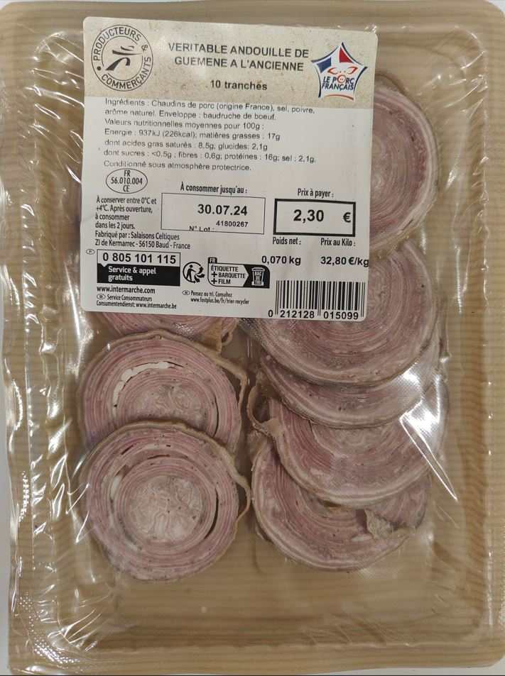 Véritable andouille de guémené à l'ancienne Producteurs et Commerçants : photo du produit rappelé le 17/07/2024