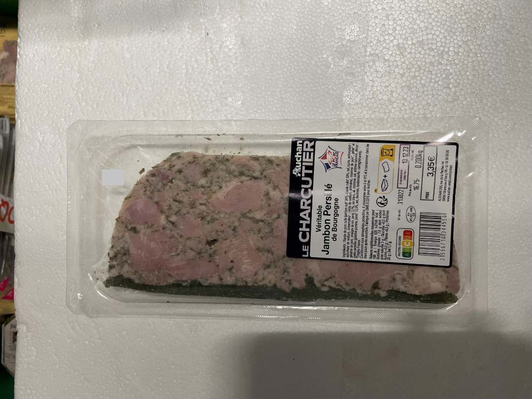 Véritable jambon persillé de bourgogne Le Charcutier - Auchan : photo du produit rappelé le 21/11/2023