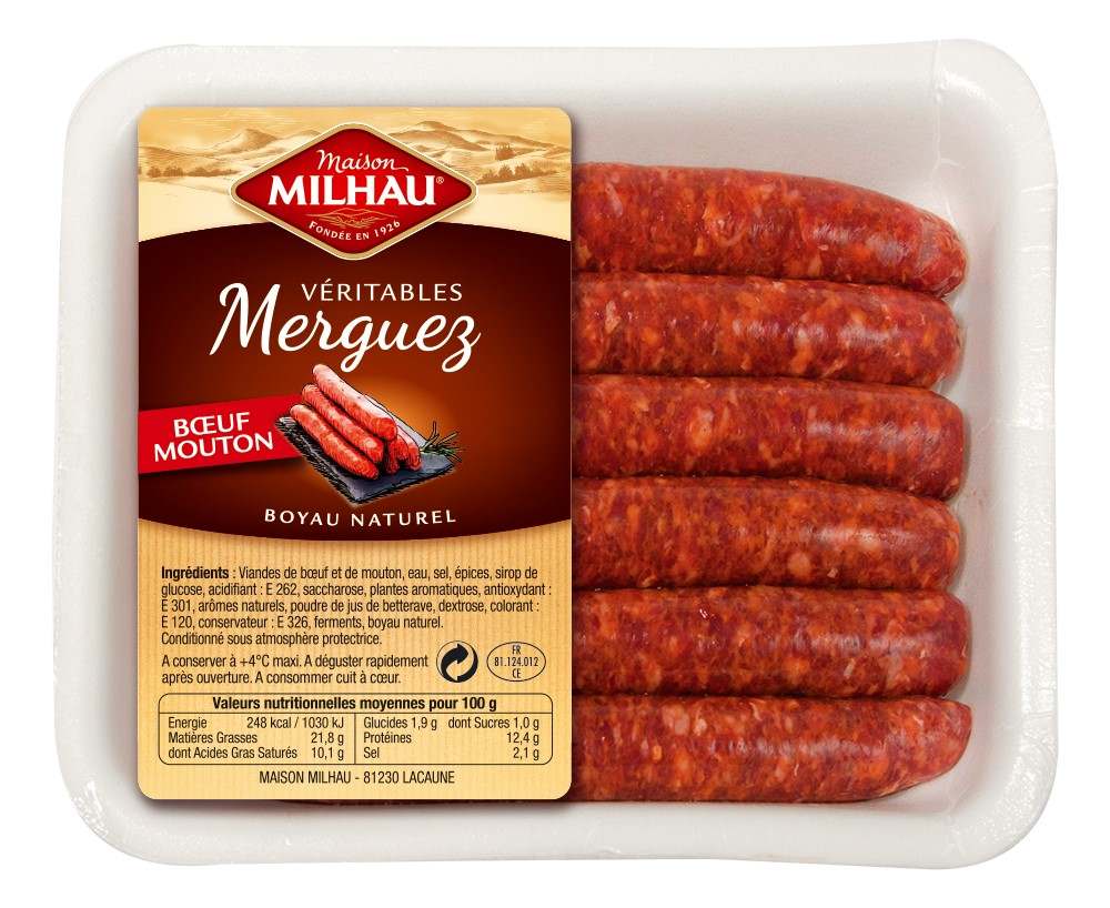 Véritable merguez Maison Milhau : photo 2 sur 2 du produit rappelé le 06/03/2023