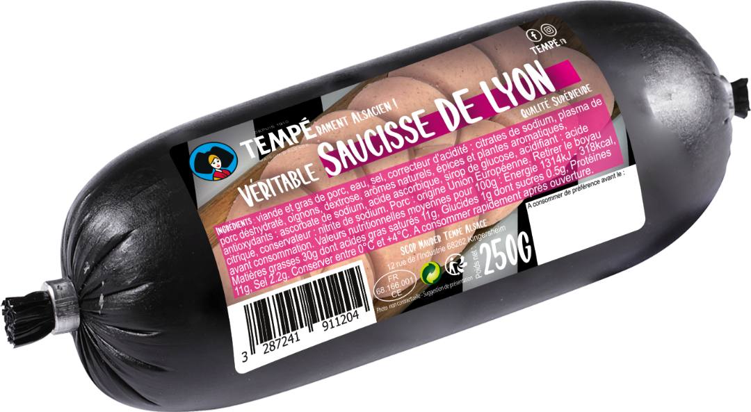 Véritable saucisse de Lyon d'alsace 250g Tempe : photo du produit rappelé le 19/07/2023