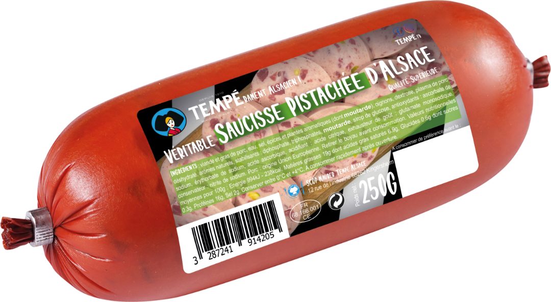 Véritable saucisse pistachée d'alsace Tempe : photo du produit rappelé le 19/07/2023
