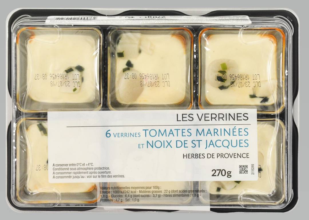 Verrines tomates marinees noix de st jacque 45g*6 : photo du produit rappelé le 11/10/2021