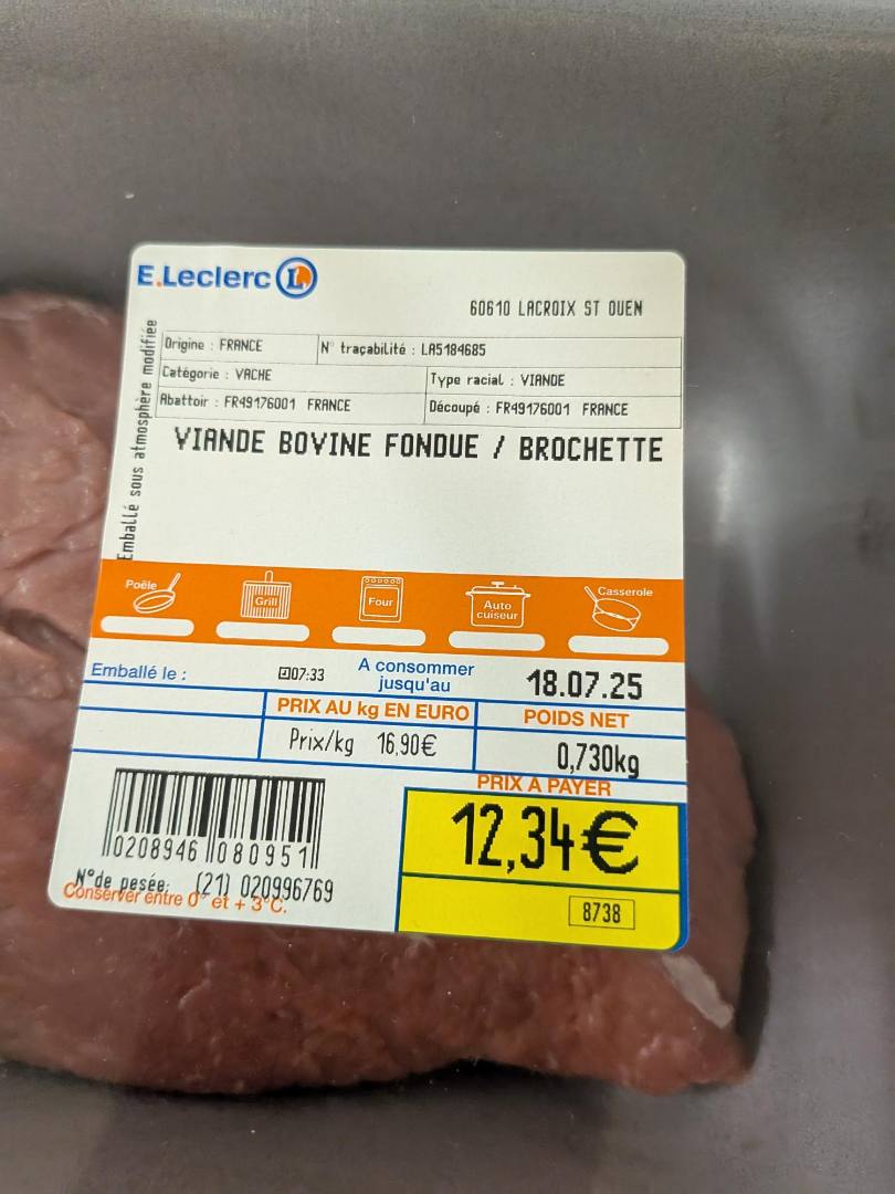 Viande bovine Elivia : photo 3 sur 3 du produit rappelé le 17/07/2025