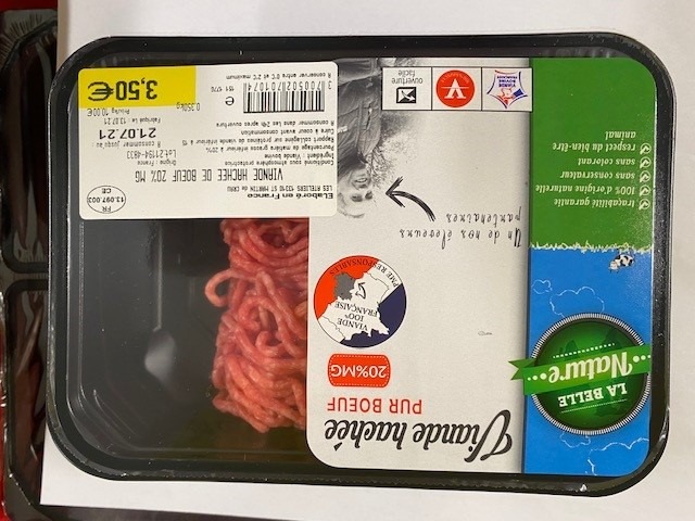Viande hachée 20% 350g La Belle Nature : photo du produit rappelé le 13/07/2021