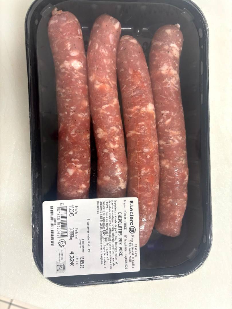 Viande hachée de porc pré-emballé E.Leclerc la Réserve : photo 2 sur 3 du produit rappelé le 09/09/2026