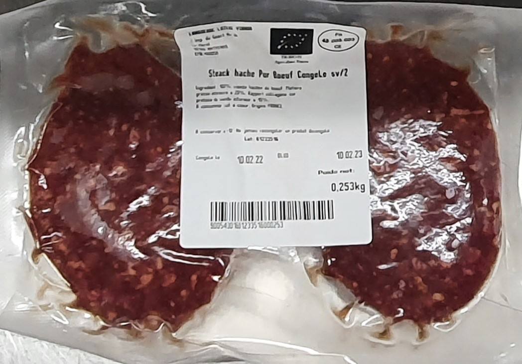 Viande hachée et steak haché : photo 1 sur 2 du produit rappelé le 05/09/2022