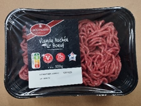 Viande hachee pur bœuf 15% matiere grasse - 500g ST Clement le Boucher : photo du produit rappelé le 19/07/2024