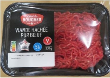Viande hachée pur bœuf 5% de matière grasse L'Étal du Boucher : photo du produit rappelé le 19/07/2024