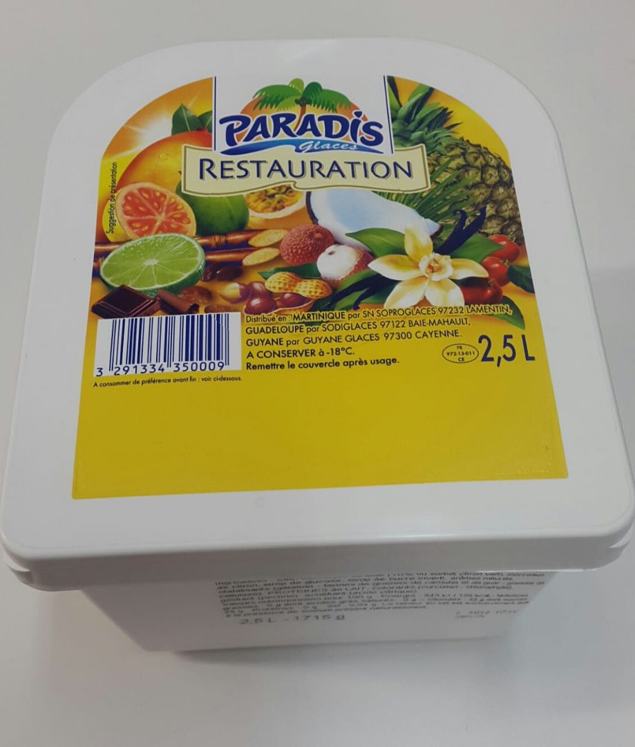 Vracs restauration paradis glaces (voir liste parfums) : photo du produit rappelé le 26/07/2021