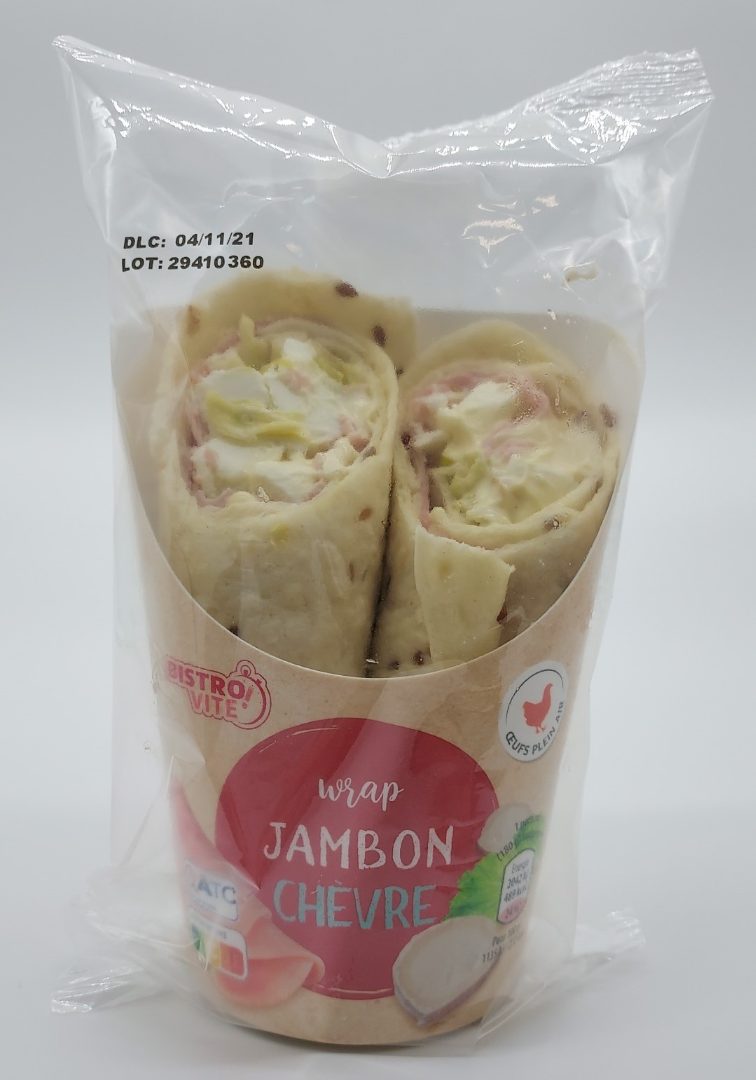 Wrap jambon chèvre 180g Bistro'vite : photo du produit rappelé le 05/04/2023