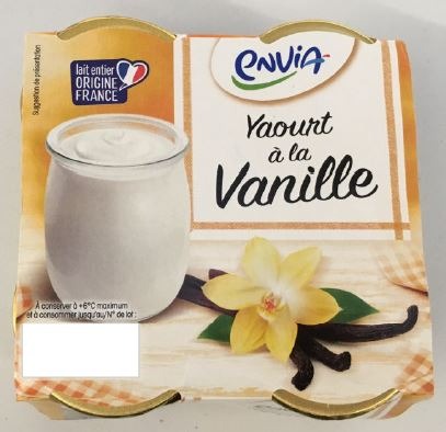 Yaourt à la vanille Envia : photo du produit rappelé le 22/02/2023