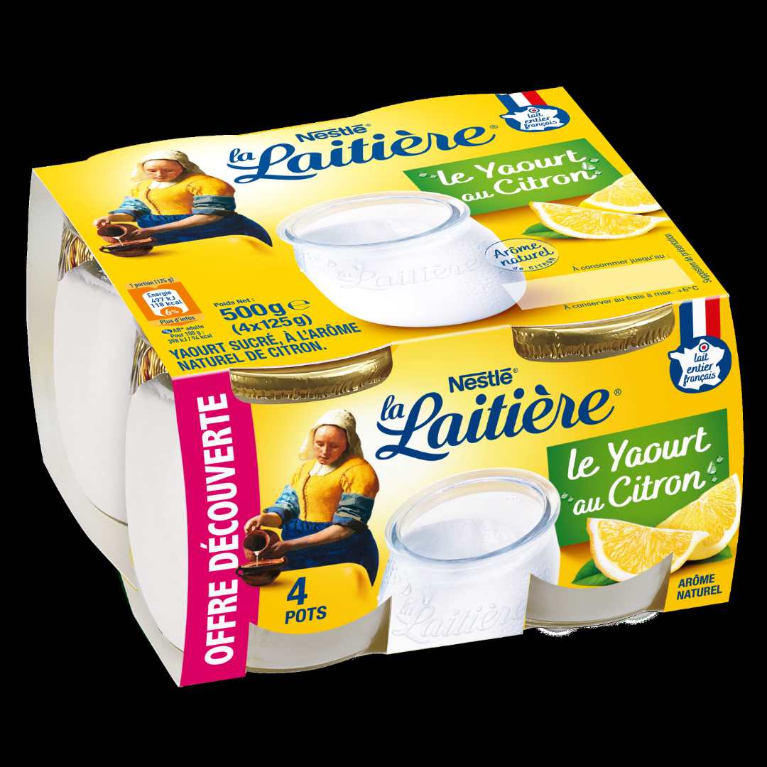 Yaourt au citron 4x125g La Laitiere : photo 2 sur 2 du produit rappelé le 23/02/2023