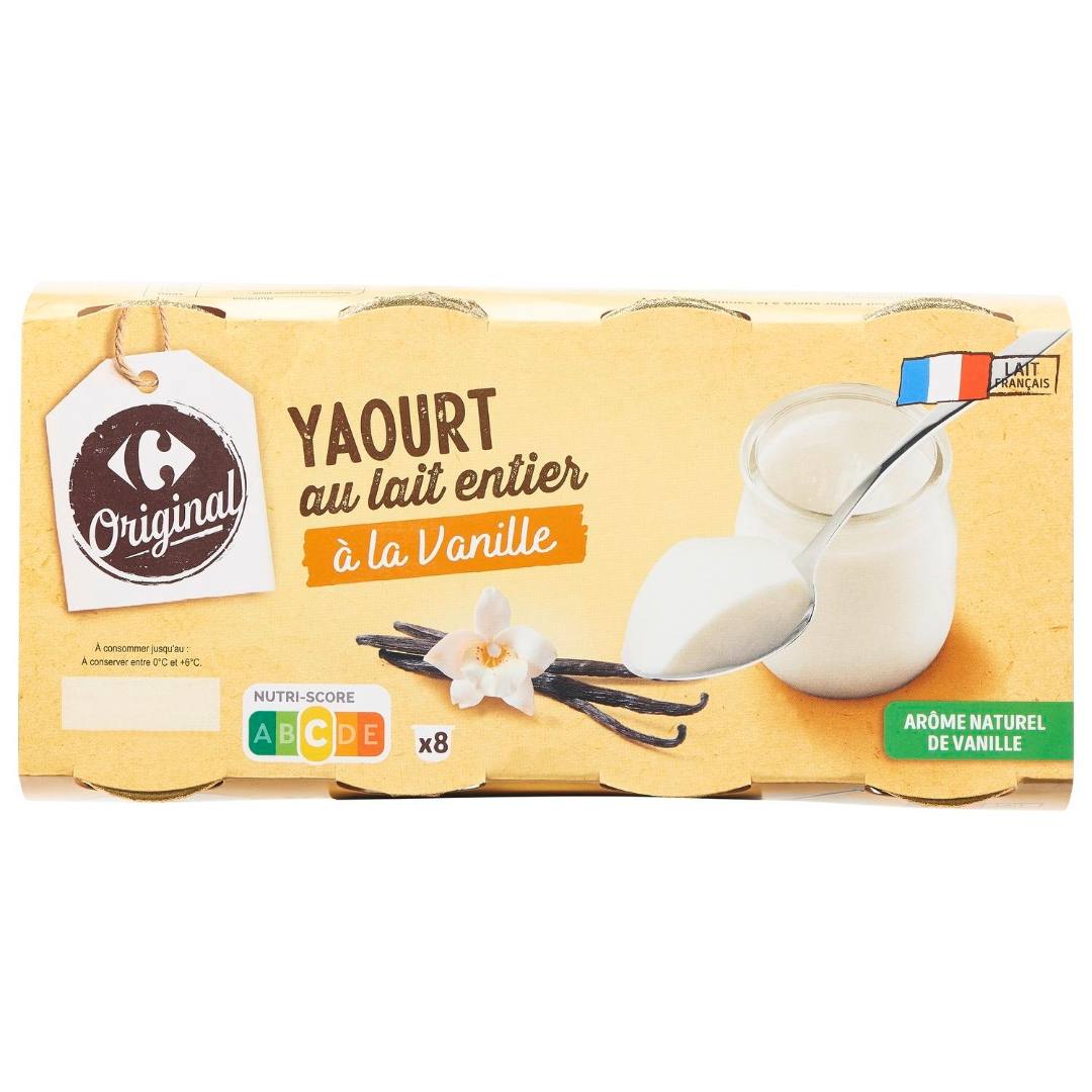 Yaourt au lait entier pot verre Carrefour Original : photo 2 sur 4 du produit rappelé le 23/02/2023