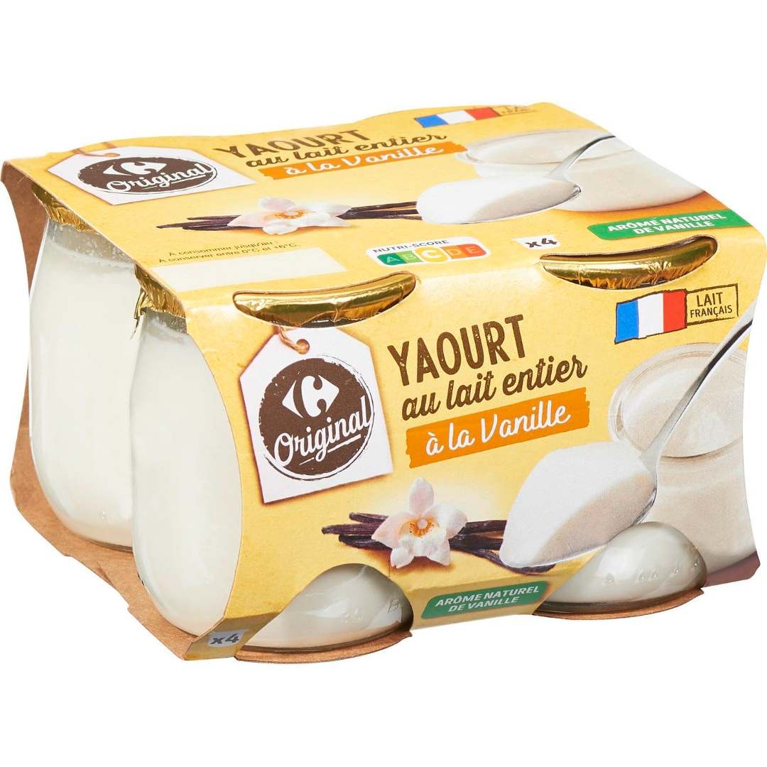 Yaourt au lait entier pot verre Carrefour Original : photo 3 sur 4 du produit rappelé le 23/02/2023
