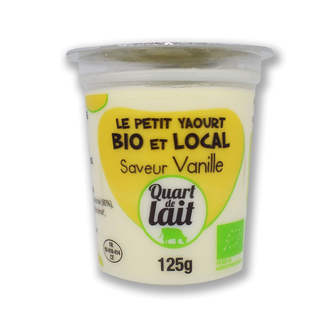 Yaourt bio arome vanille quart de lait 125 g : photo du produit rappelé le 10/07/2023