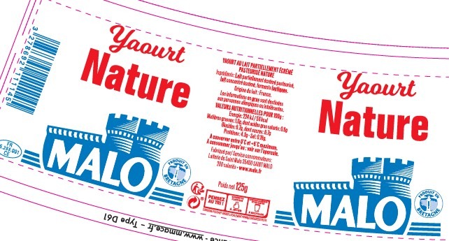 Yaourt nature Malo : photo du produit rappelé le 13/06/2022