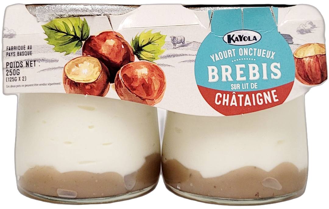 Yaourt onctueux brebis sur lit de châtaigne kayola 125g x2 : photo du produit rappelé le 06/11/2024