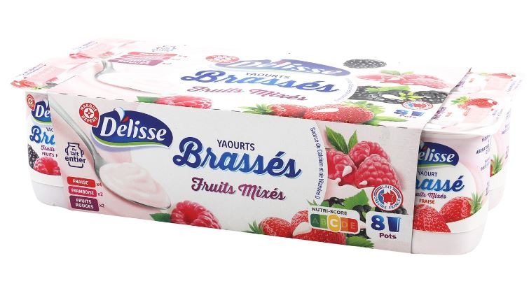 Yaourts brassés aux fruits mixés fruits rouges 8x125g Delisse : photo du produit rappelé le 22/11/2021