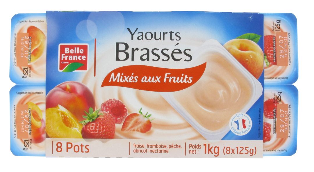 Yaourts brasses fruits mixes 125gx 8 belle France : photo du produit rappelé le 22/11/2021