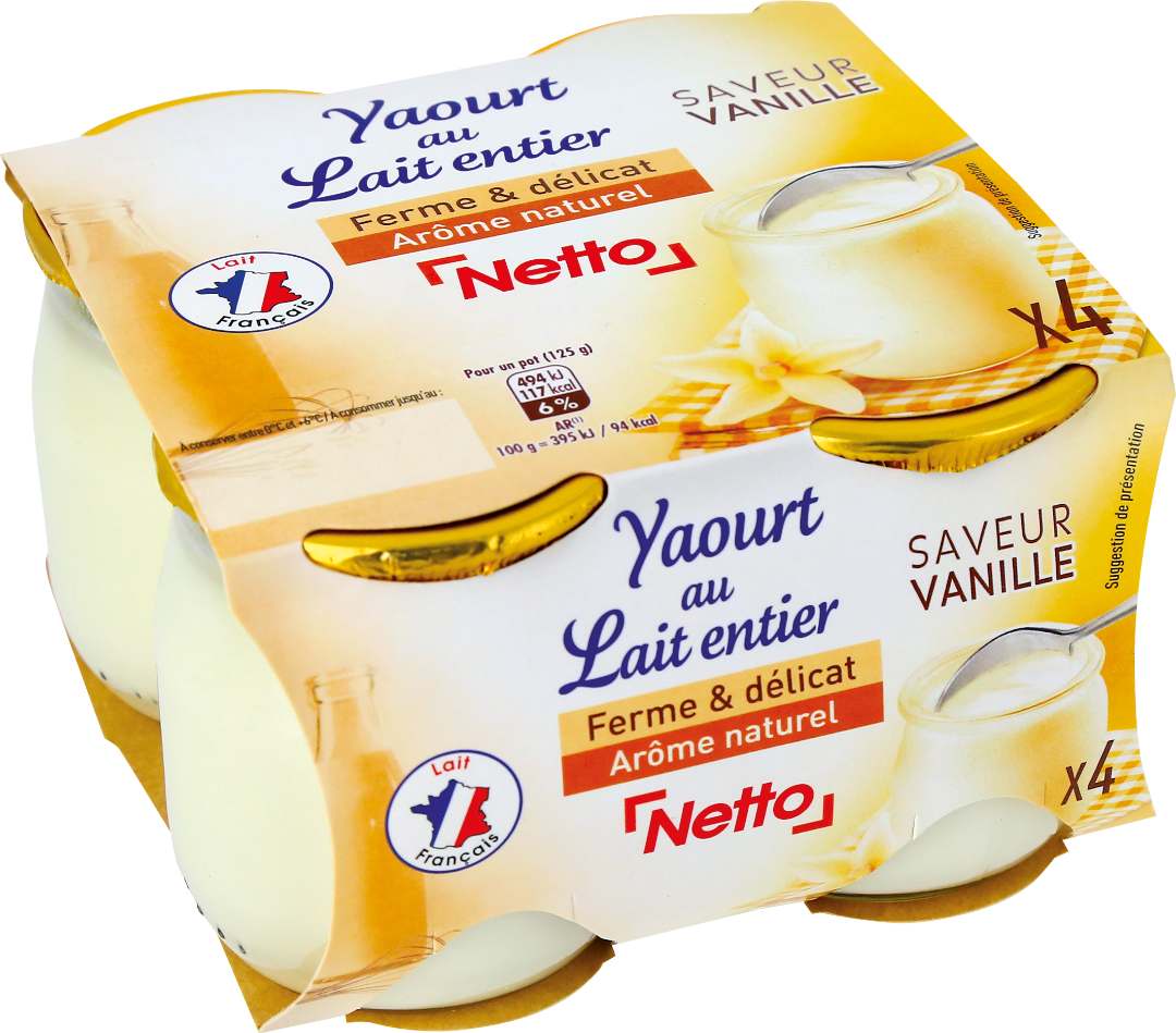 Yaourts pot verre Netto : photo 1 sur 2 du produit rappelé le 23/02/2023